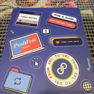 Fun Poshfest 2020 Colorful Poshmark Sticker Sheet IRL BRB Collectible